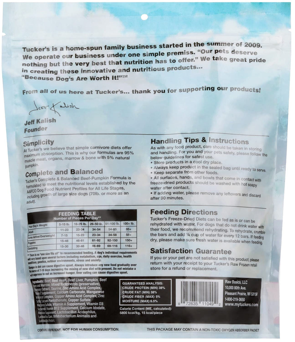 Tucker's Raw Frozen beef chunks close-up shows premium protein