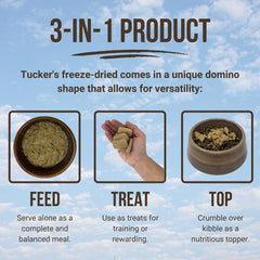 Tucker's Raw Frozen rehydration steps show 2-3 minute prep