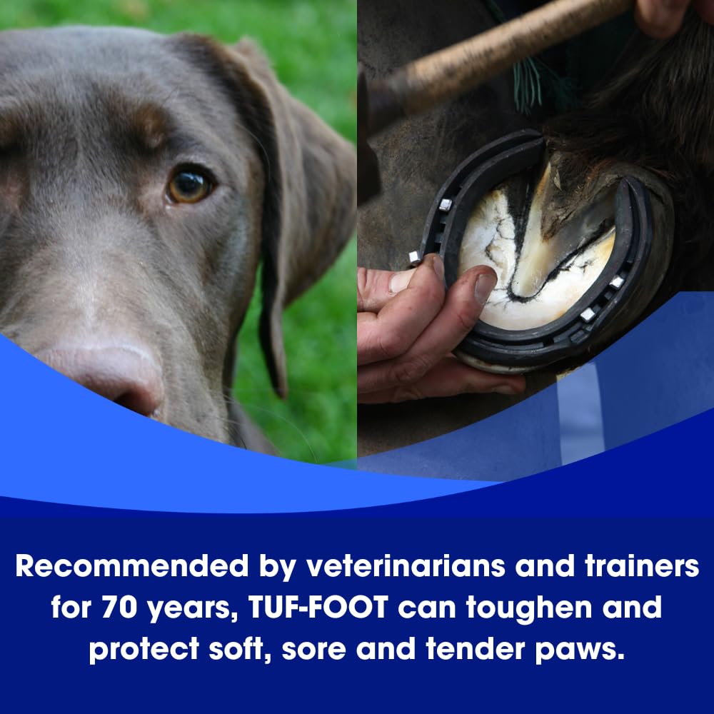 Horse hoof protected by TUF-FOOT protection liquid.