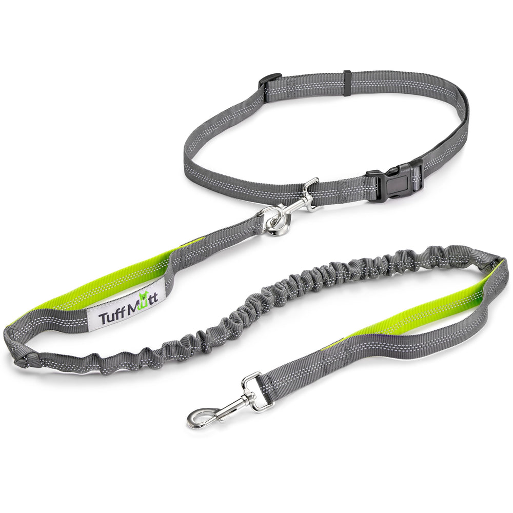 Tuff Mutt hands-free leash with waist clip for comfortable walks.