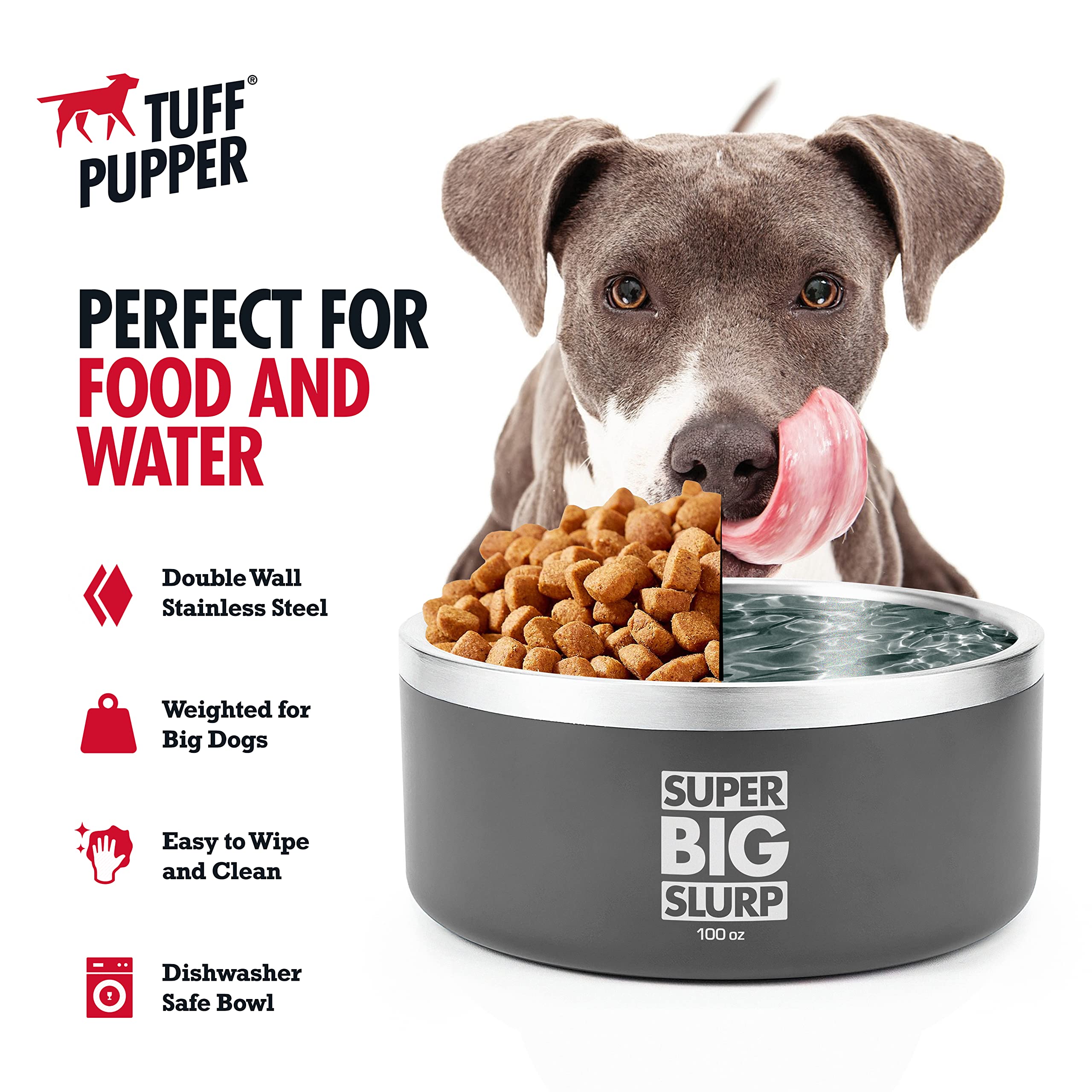 Tuff Pupper 18-8 stainless steel dog bowl durable for daily use