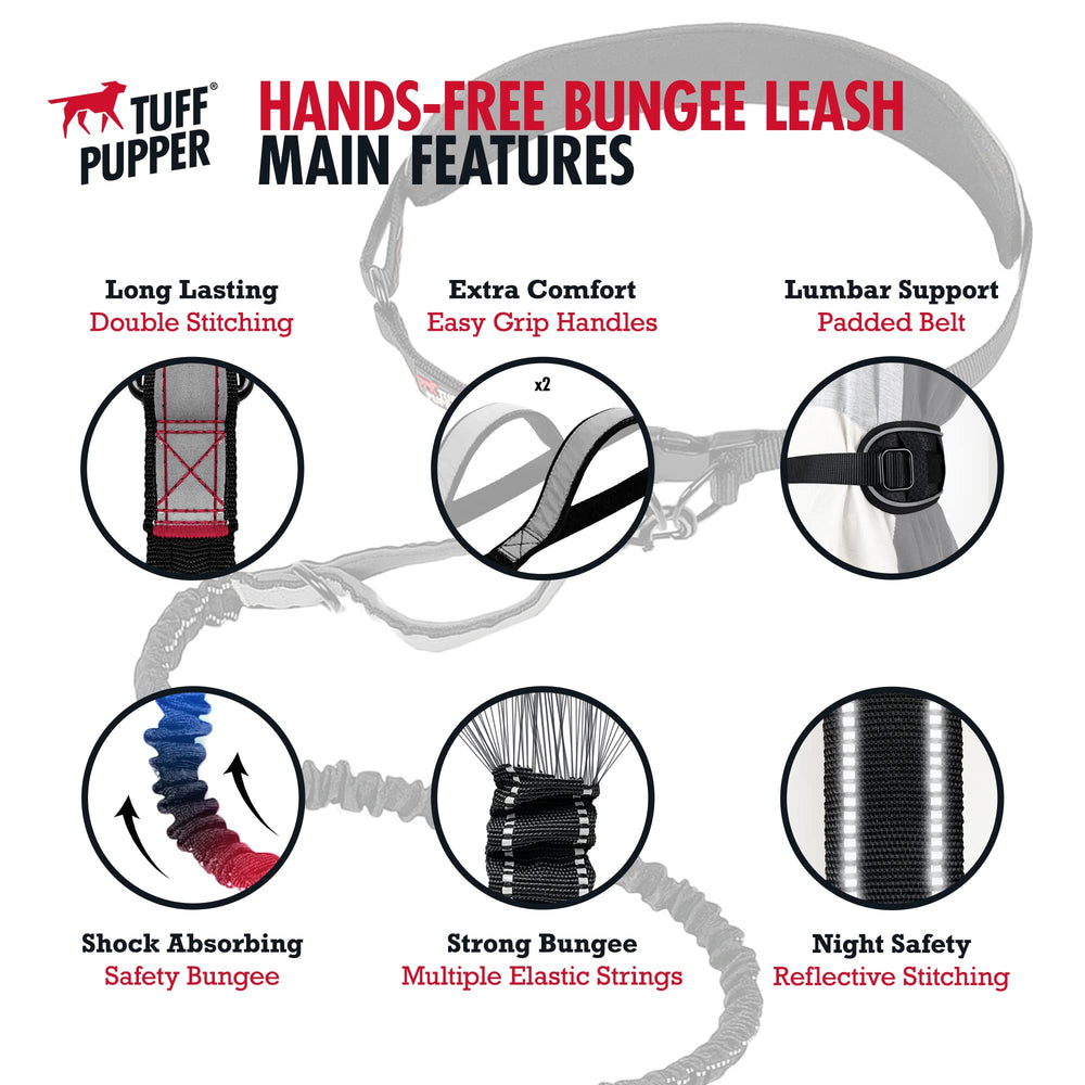 Tuff Pupper bungee leash with 360° swivel clips improving movement.