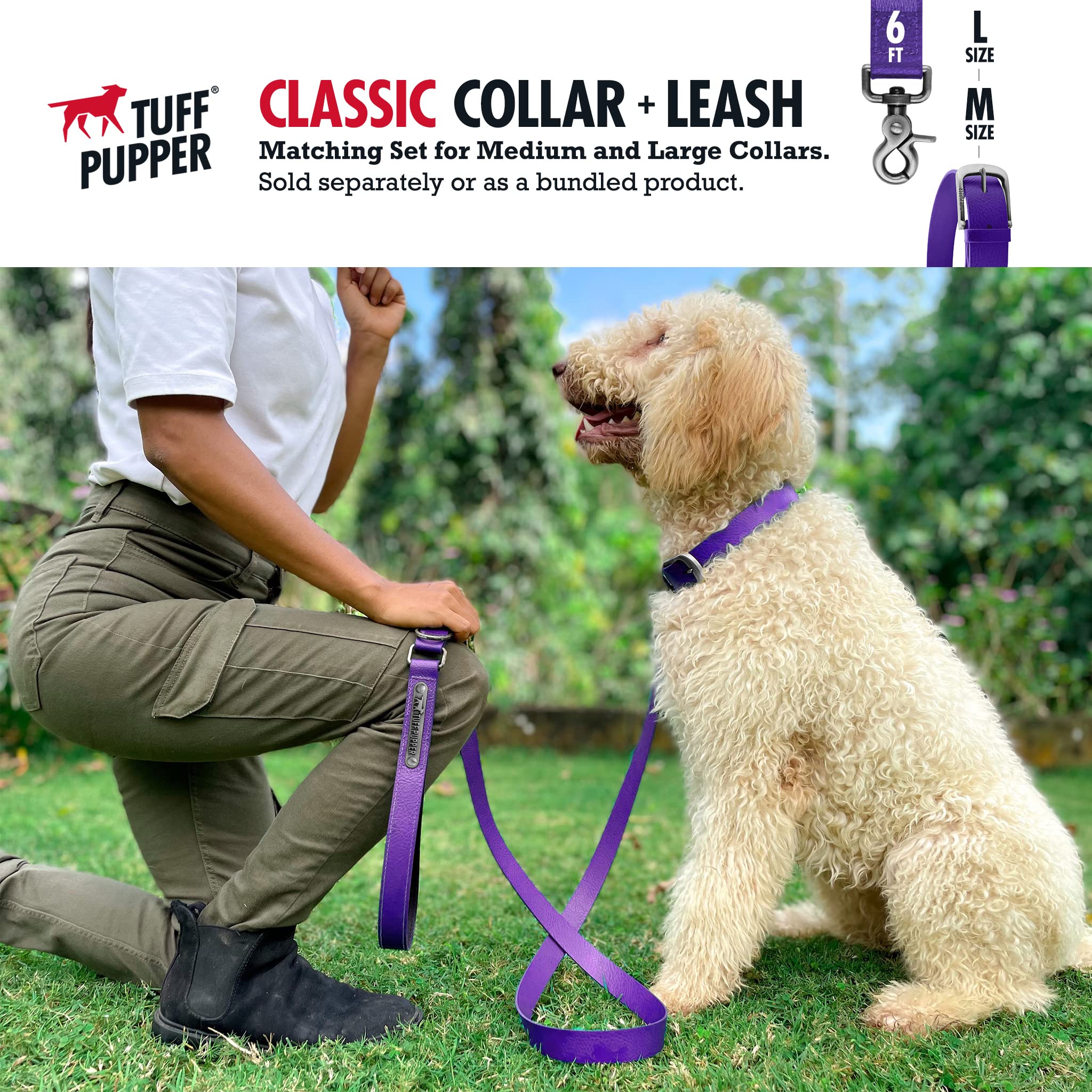 Tuff Pupper Classic Dog Collar sizing chart helps find the right neck fit.