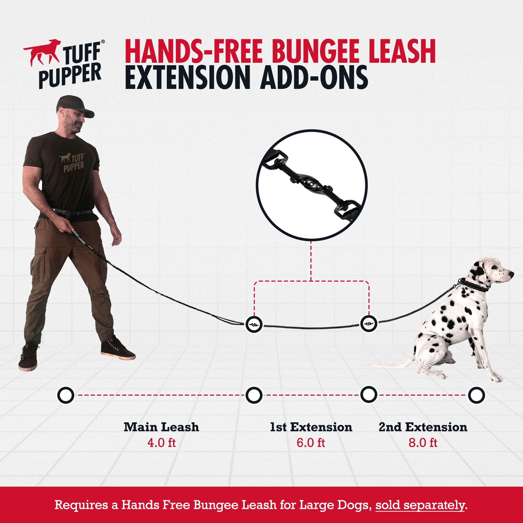 Tuff Pupper detachable bungee allows classic leash use anytime