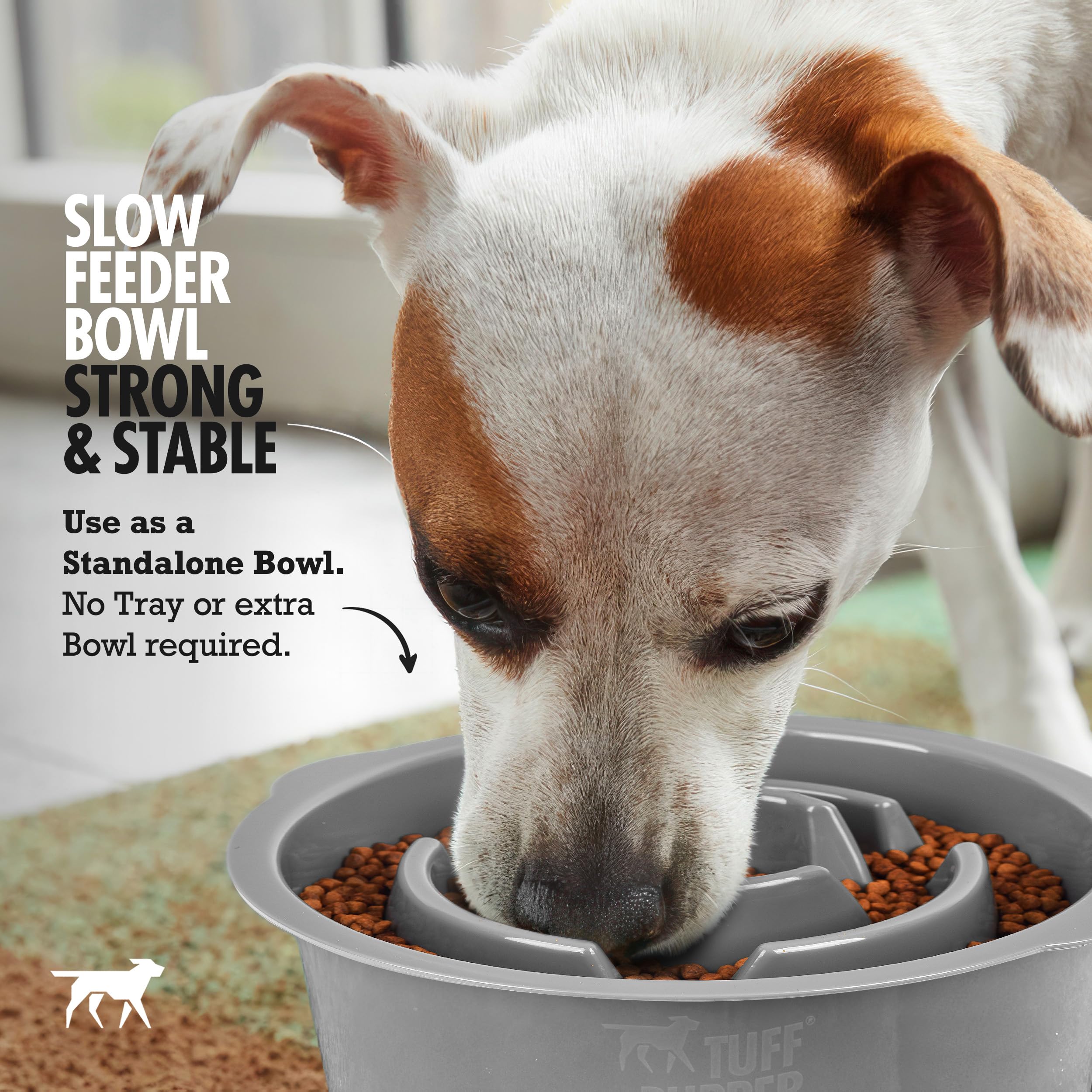 Tuff Pupper dishwasher-safe bowl enables easy post-meal cleanup.