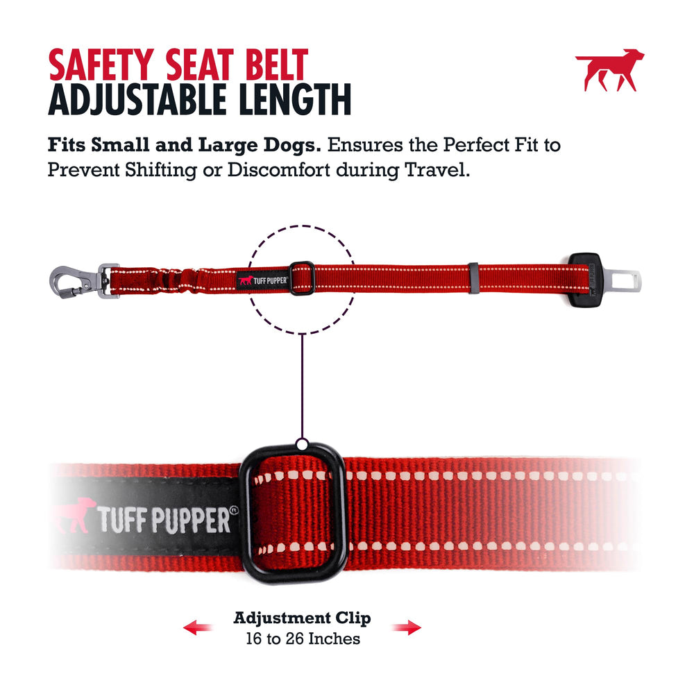 Tuff Pupper seat belt reduces driver distraction by securing the dog