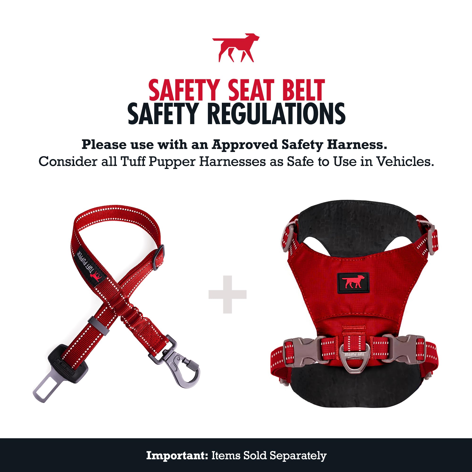 Tuff Pupper dog seat belt with tangle-free carabiner prevents tangles during travel