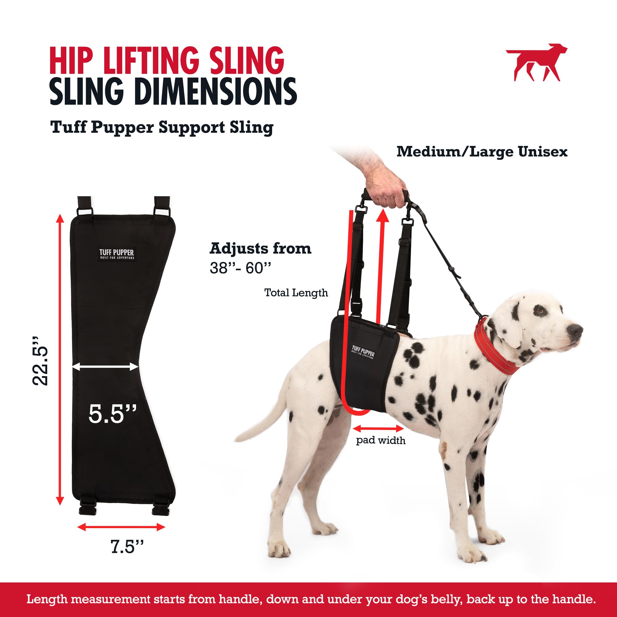 Tuff Pupper padded handles provide secure grip during assisted lifting