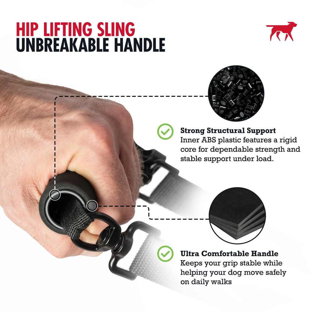 Tuff Pupper sling hip harness side view shows comfortable fit for larger dogs