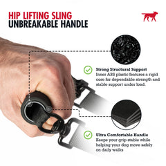 Tuff Pupper sling hip harness side view shows comfortable fit for larger dogs
