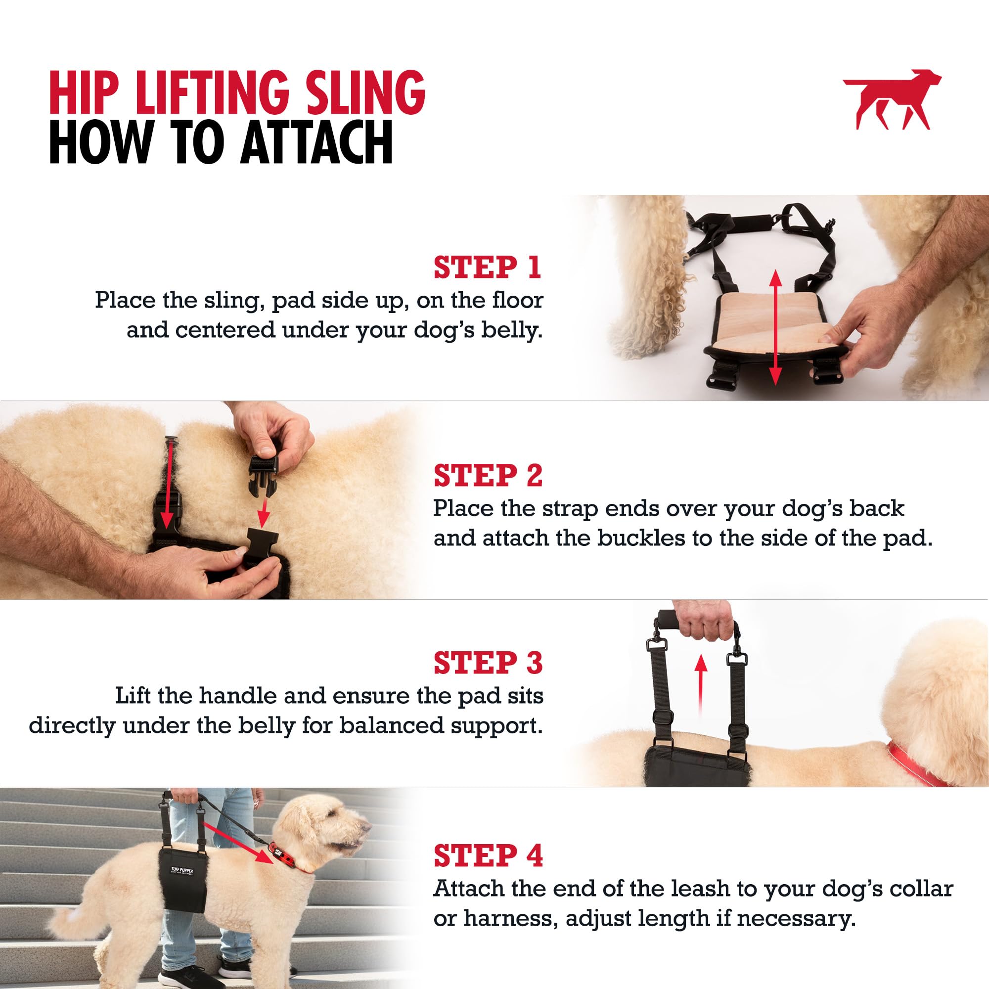 Tuff Pupper soft lining minimizes chafing on the belly and inner legs