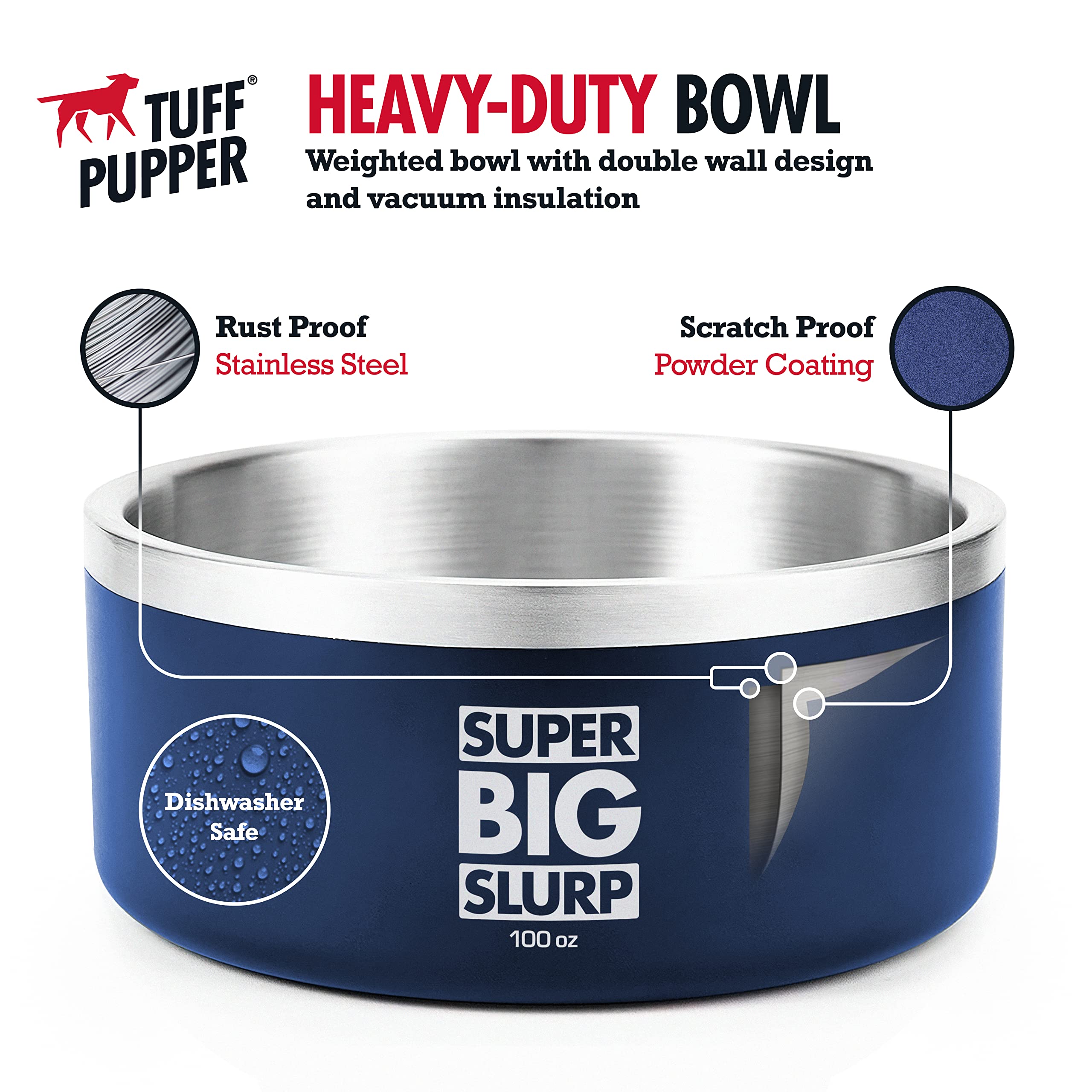 Tuff Pupper double-wall insulation bowl keeps water cold during outdoor use
