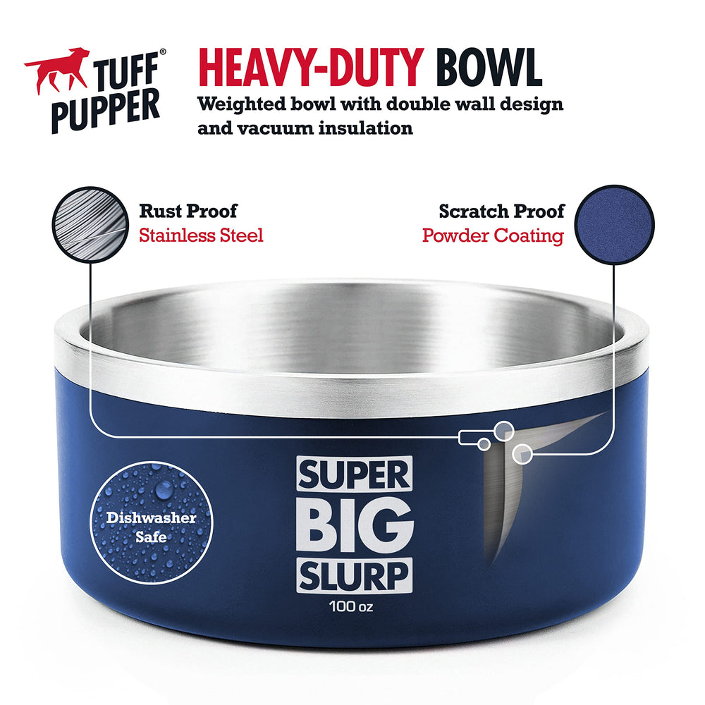 Tuff Pupper double-wall insulation bowl keeps water cold during outdoor use