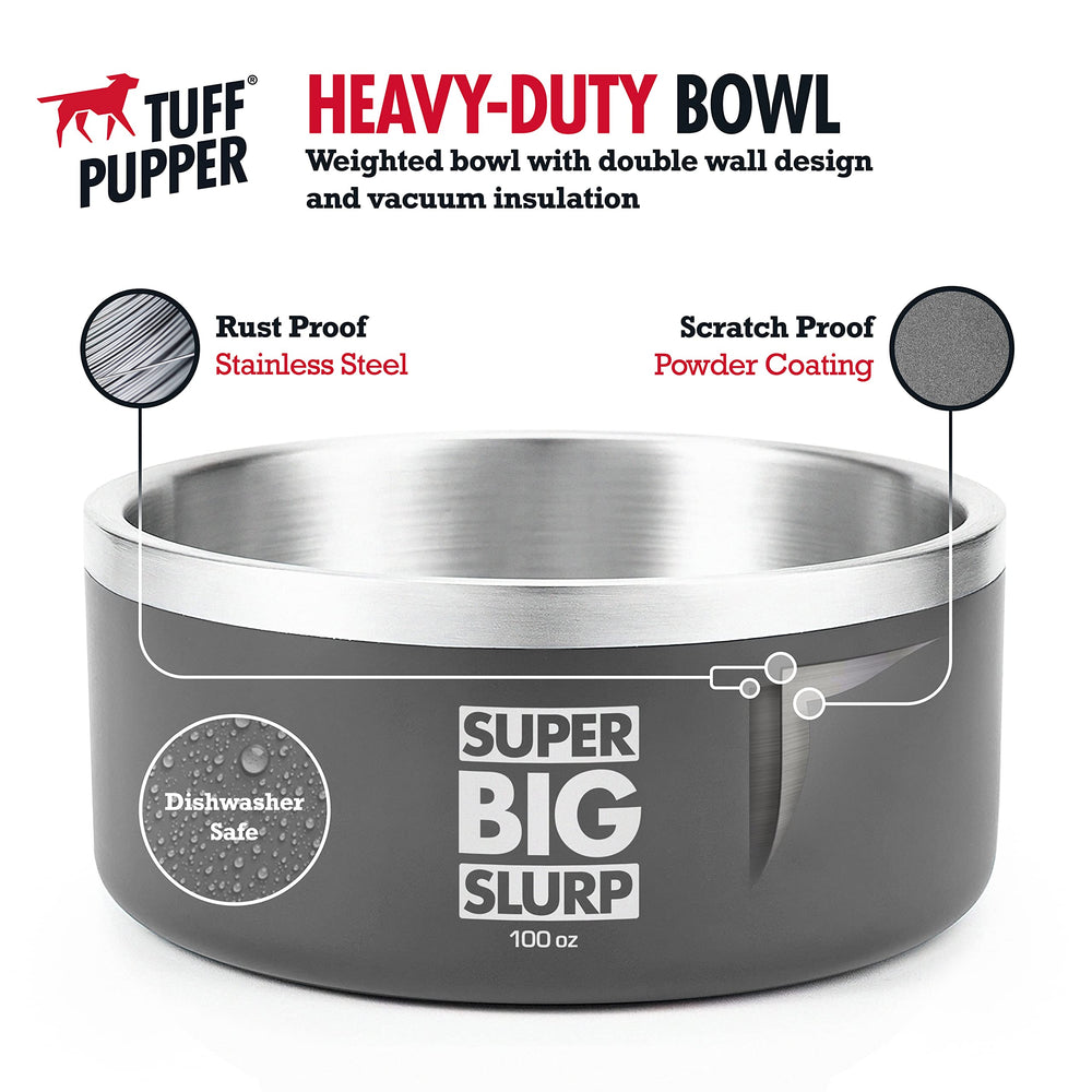 Tuff Pupper double wall water bowl keeps water cold on hot days