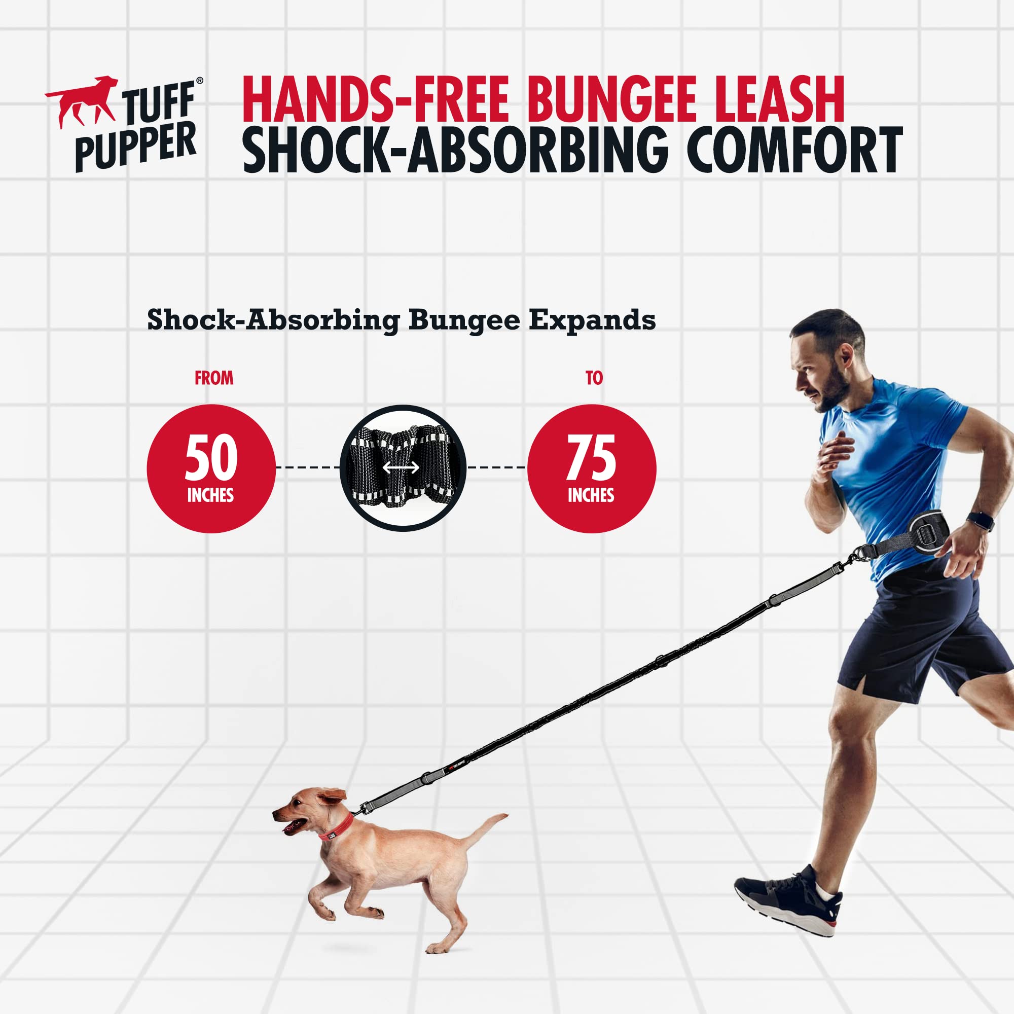 Tuff Pupper dual attachments on belt providing secure leash connections