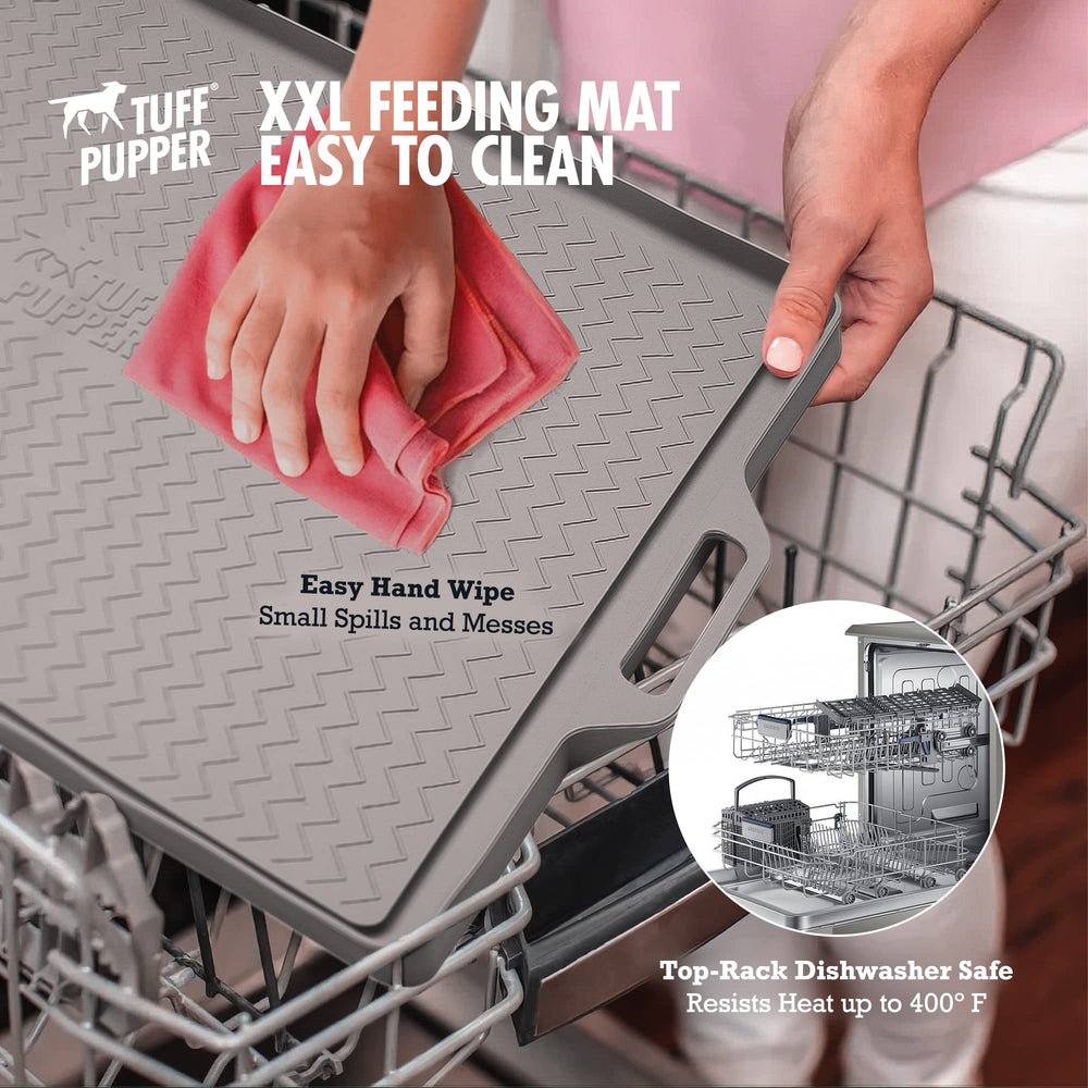 Tuff Pupper food-grade odorless material reduces worry during feeding.