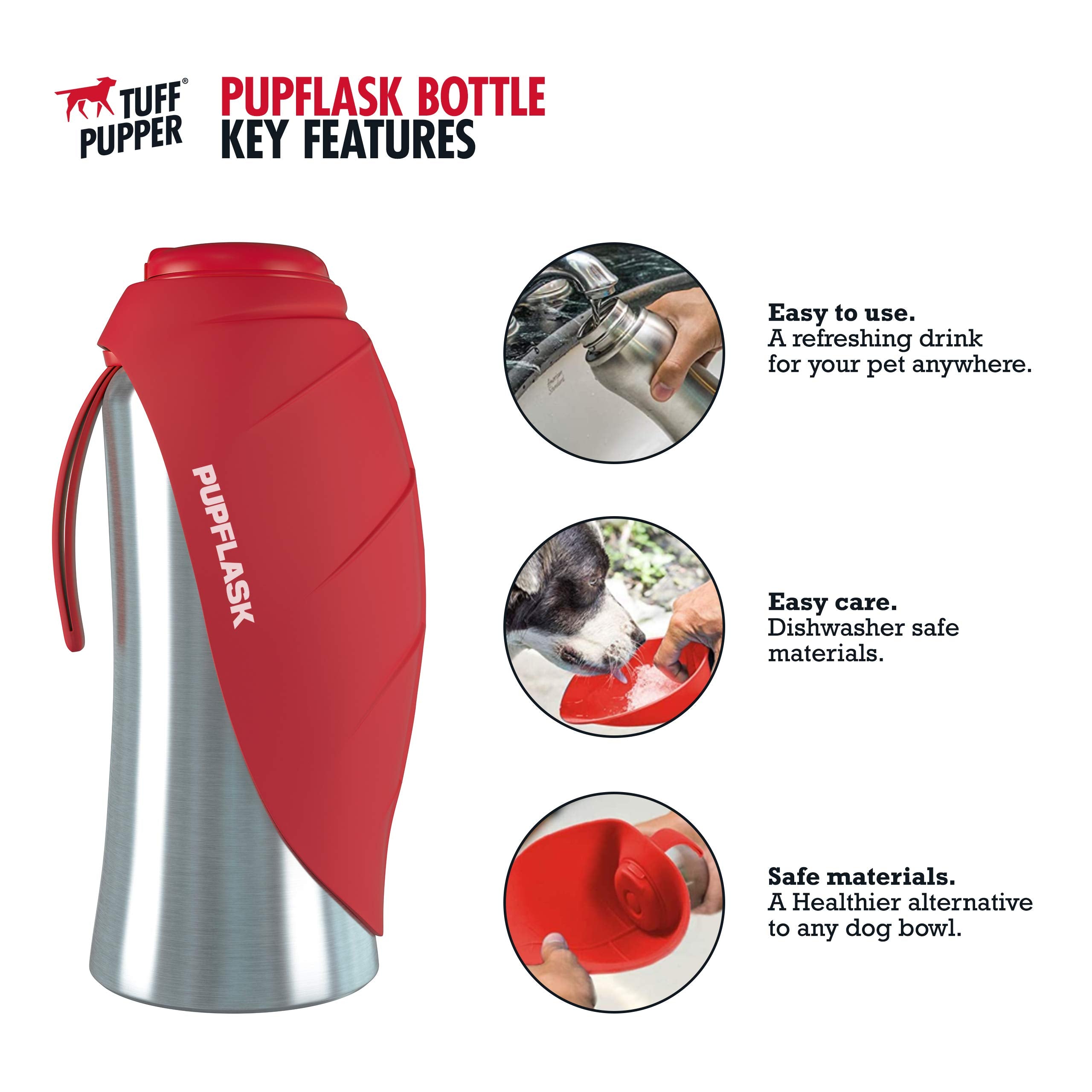 Tuff Pupper PupFlask cup extended for on-the-go drinking.