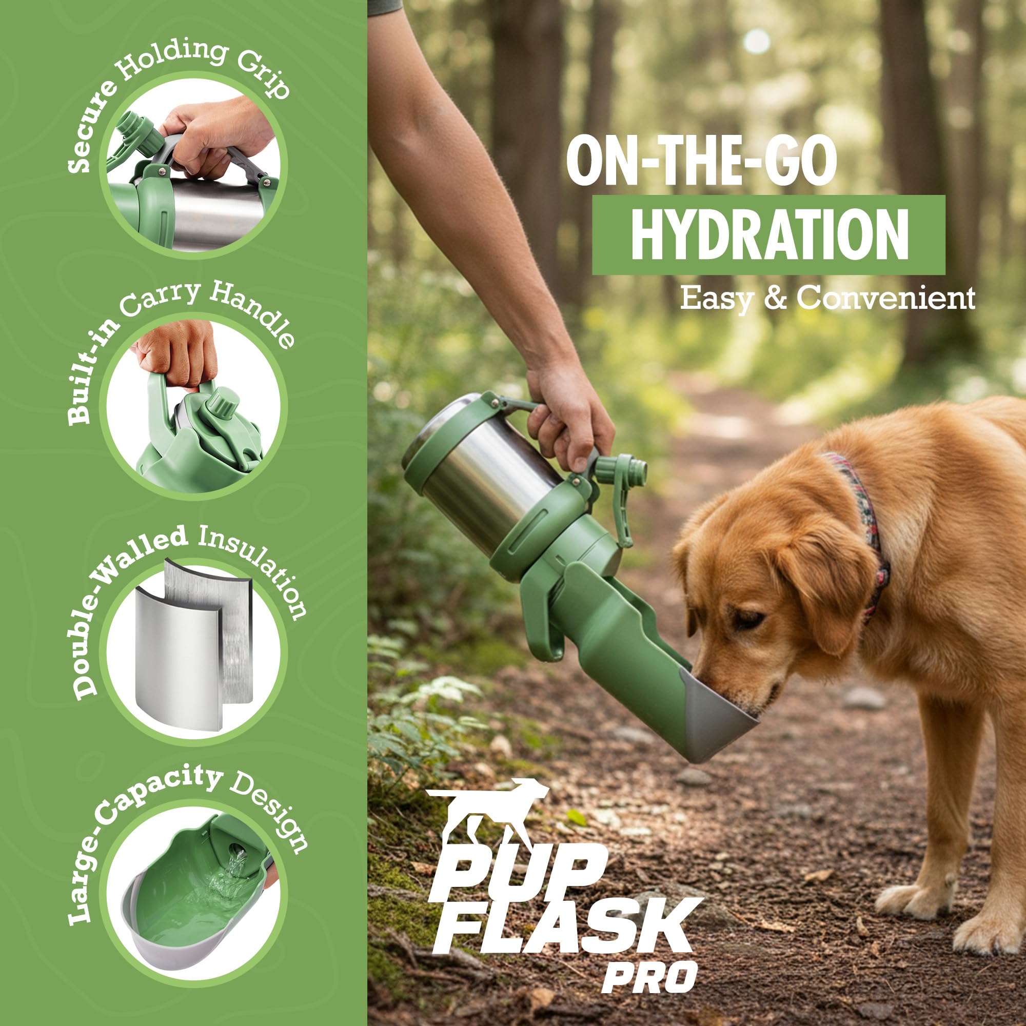 Tuff Pupper PupFlask Pro 50oz bottle with extended hydration for long trips