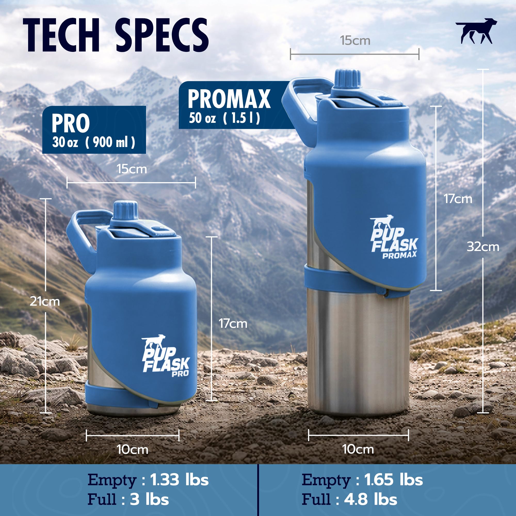 Dual handles on PupFlask Pro provide easy carrying and pouring