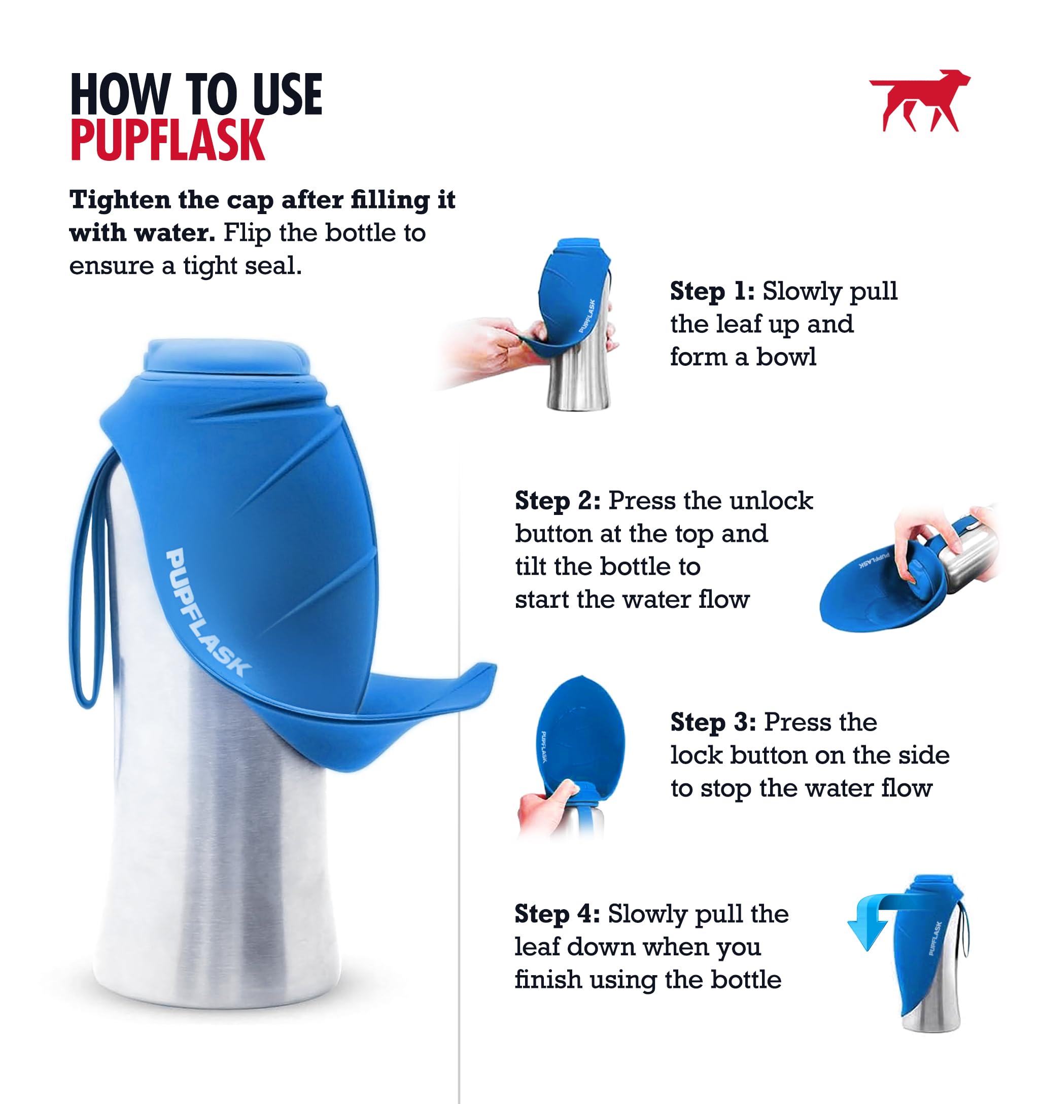 PupFlask collapsible cup tucked away after use for compact travel
