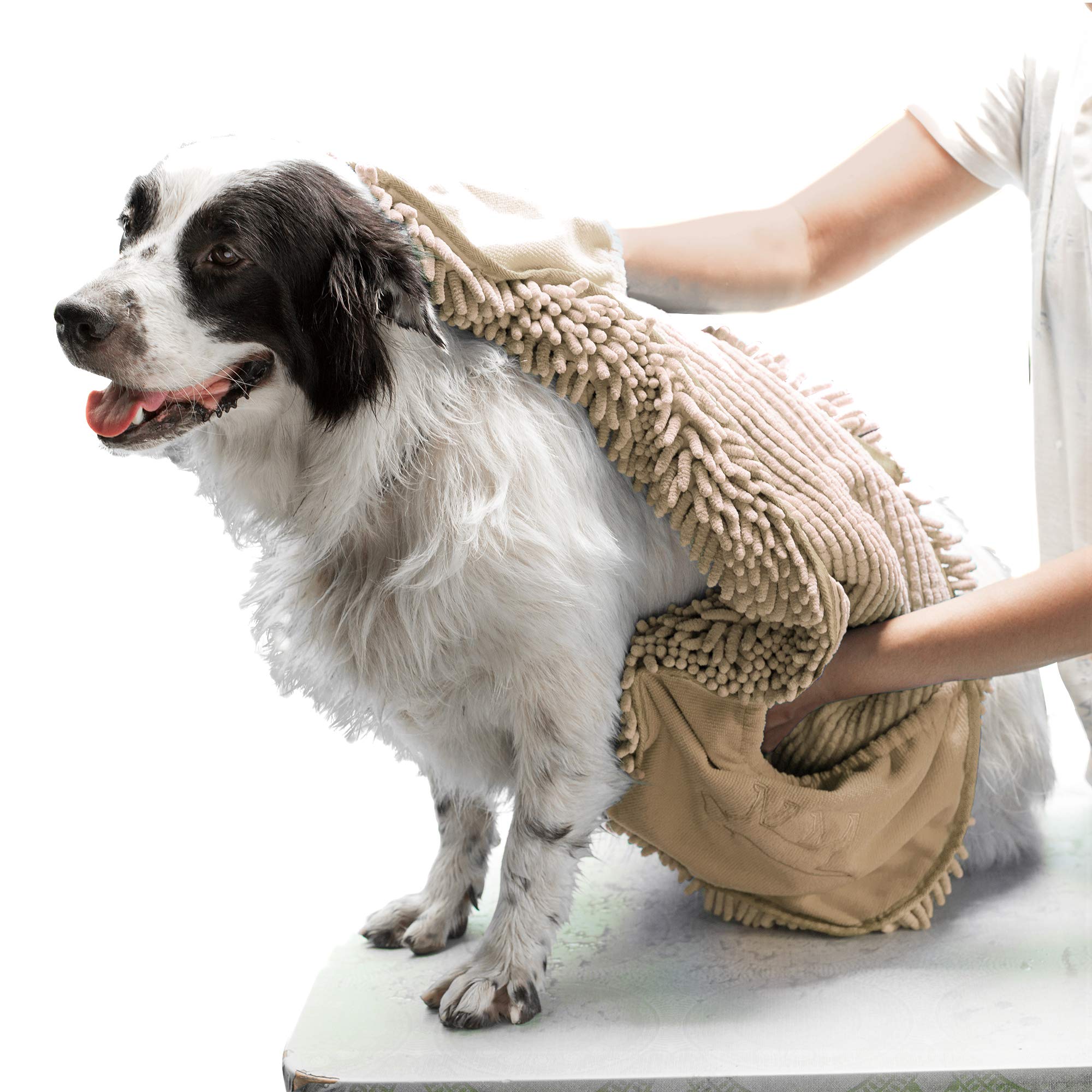 Tuff Pupper Quick Dry Towel absorbs water rapidly for a quicker dog cleanup