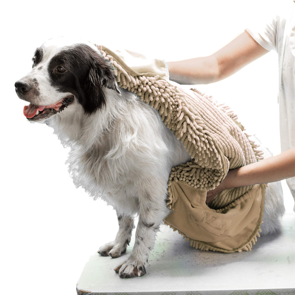 Tuff Pupper Quick Dry Towel absorbs water rapidly for a quicker dog cleanup