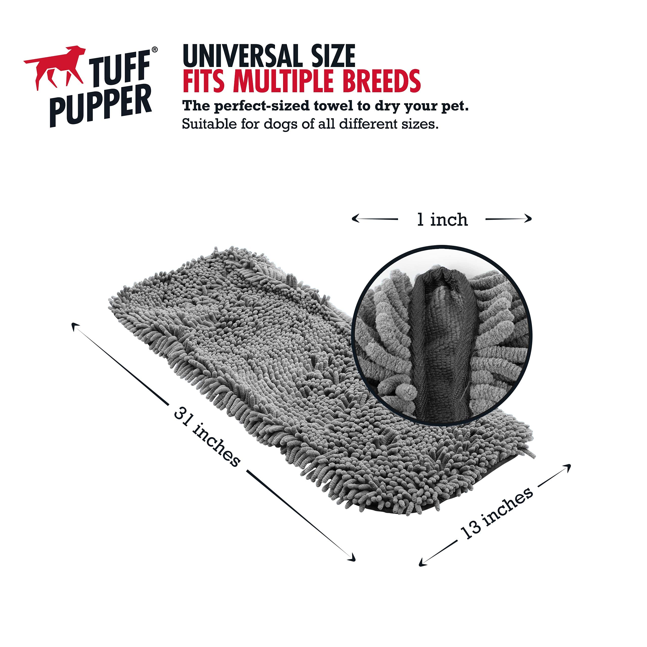 Tuff Pupper Quick Dry Towel shows dual hand pockets for easy handling