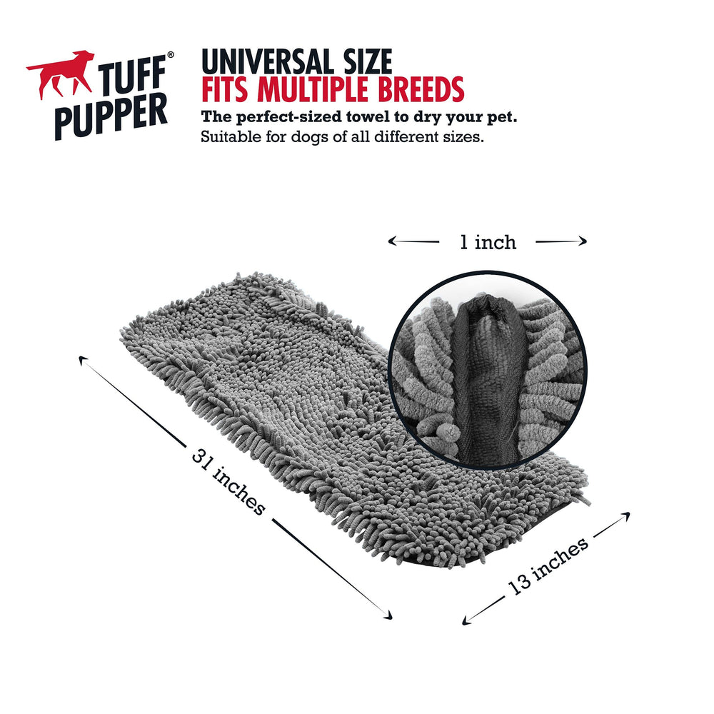 Tuff Pupper Quick Dry Towel shows dual hand pockets for easy handling