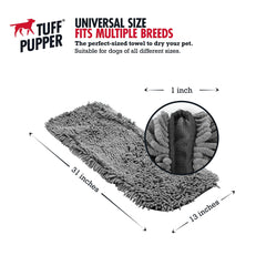 Tuff Pupper Quick Dry Towel shows dual hand pockets for easy handling