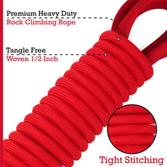 Tuff Pupper red long-lead rope leash with high-visibility for recall training