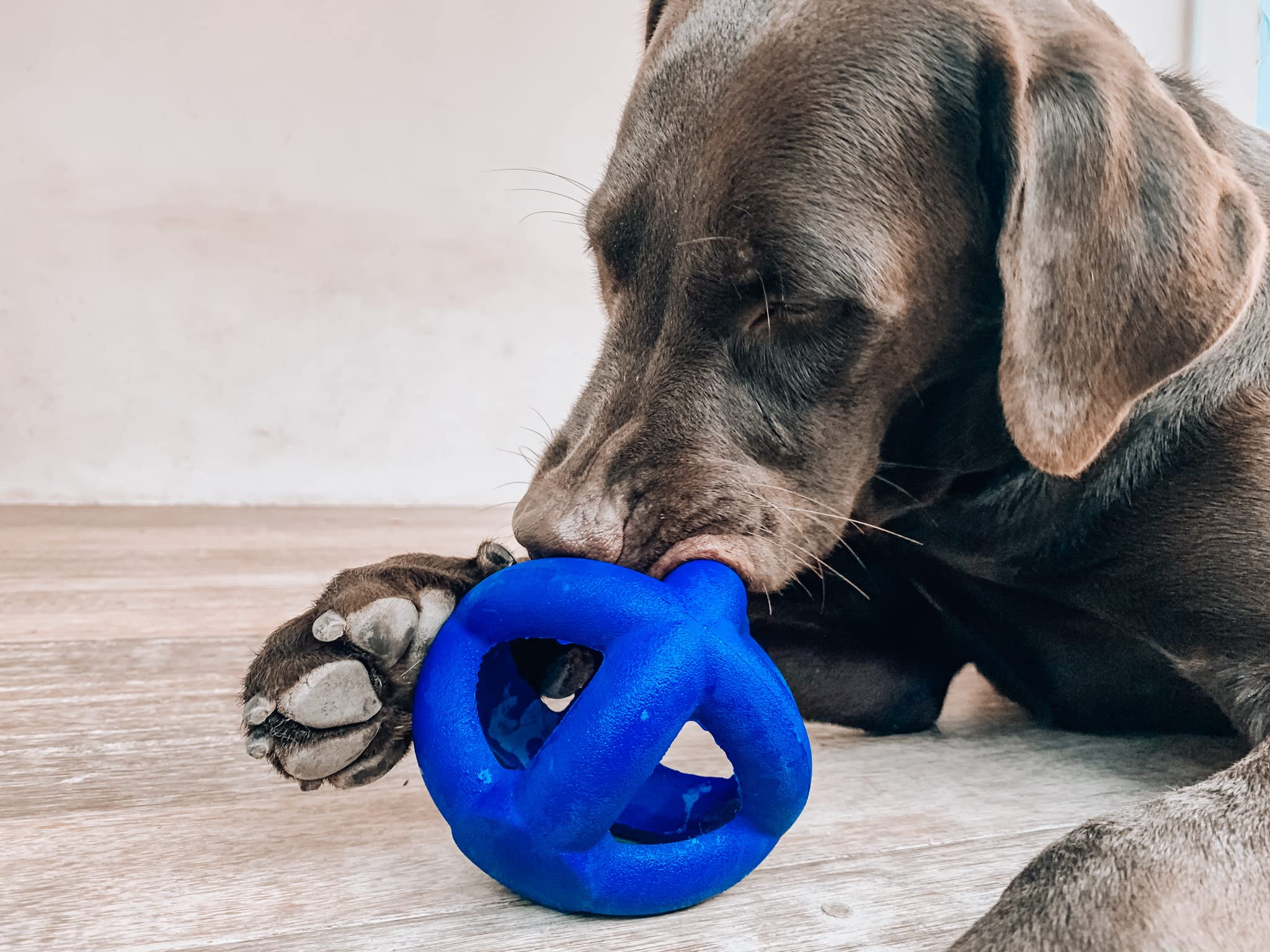 Tuff Pupper cage ball toy shown being cleaned with soap and water