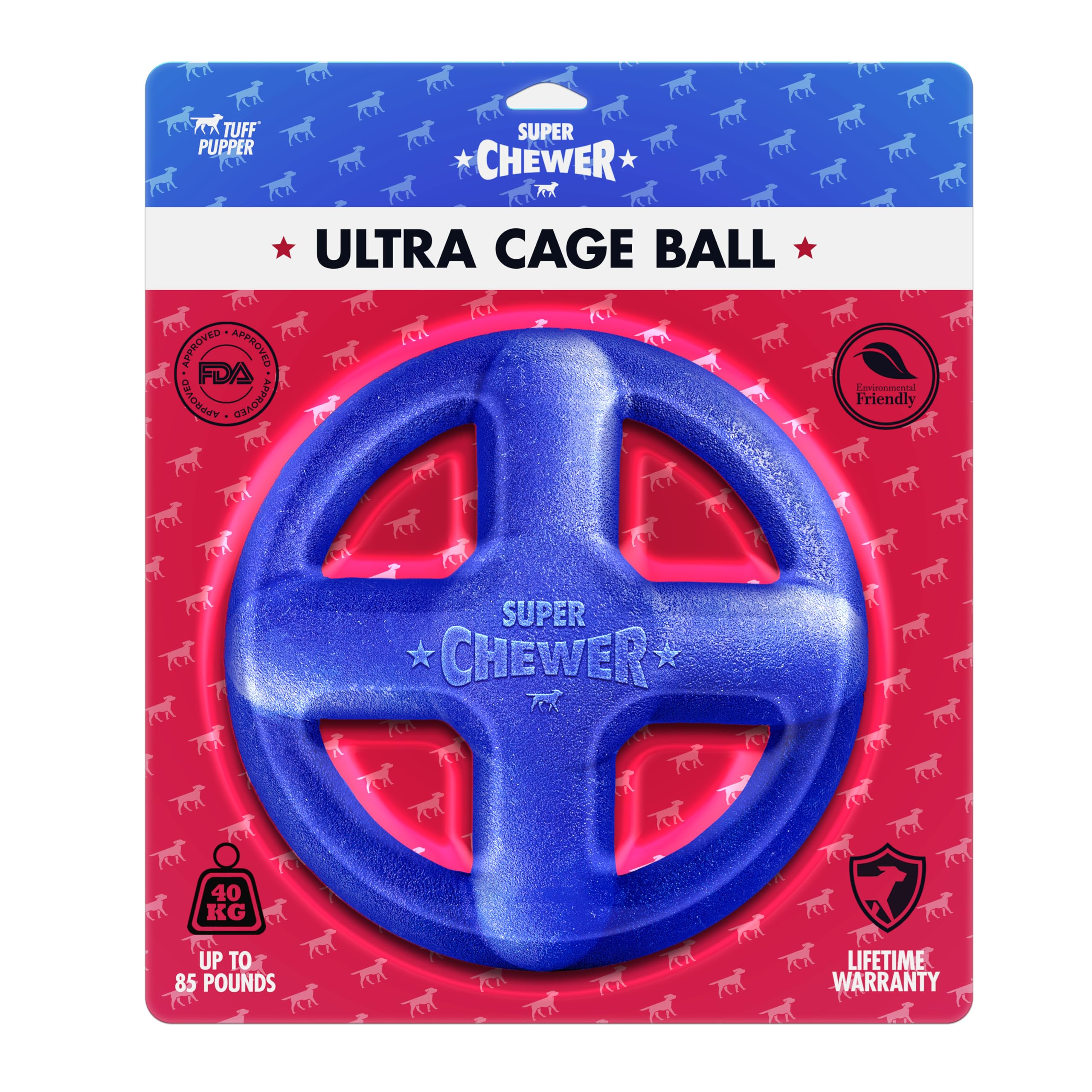 Tuff Pupper SuperChewer cage ball toy large-dog play scene for active sessions