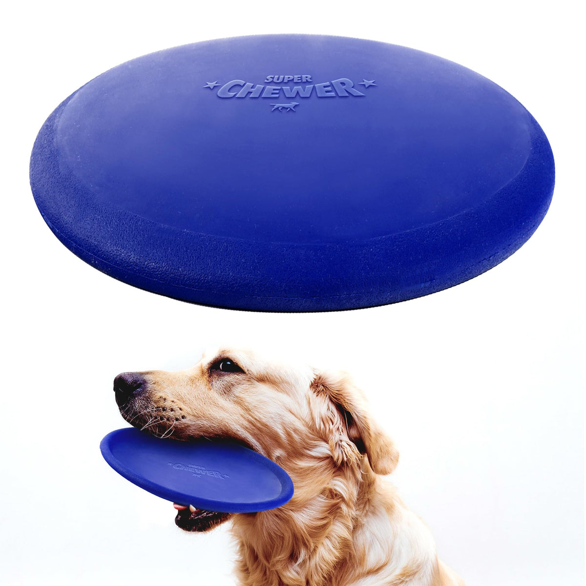 Tuff Pupper SuperChewer flying-disc toy assembly shows rugged, long-lasting fetch play.