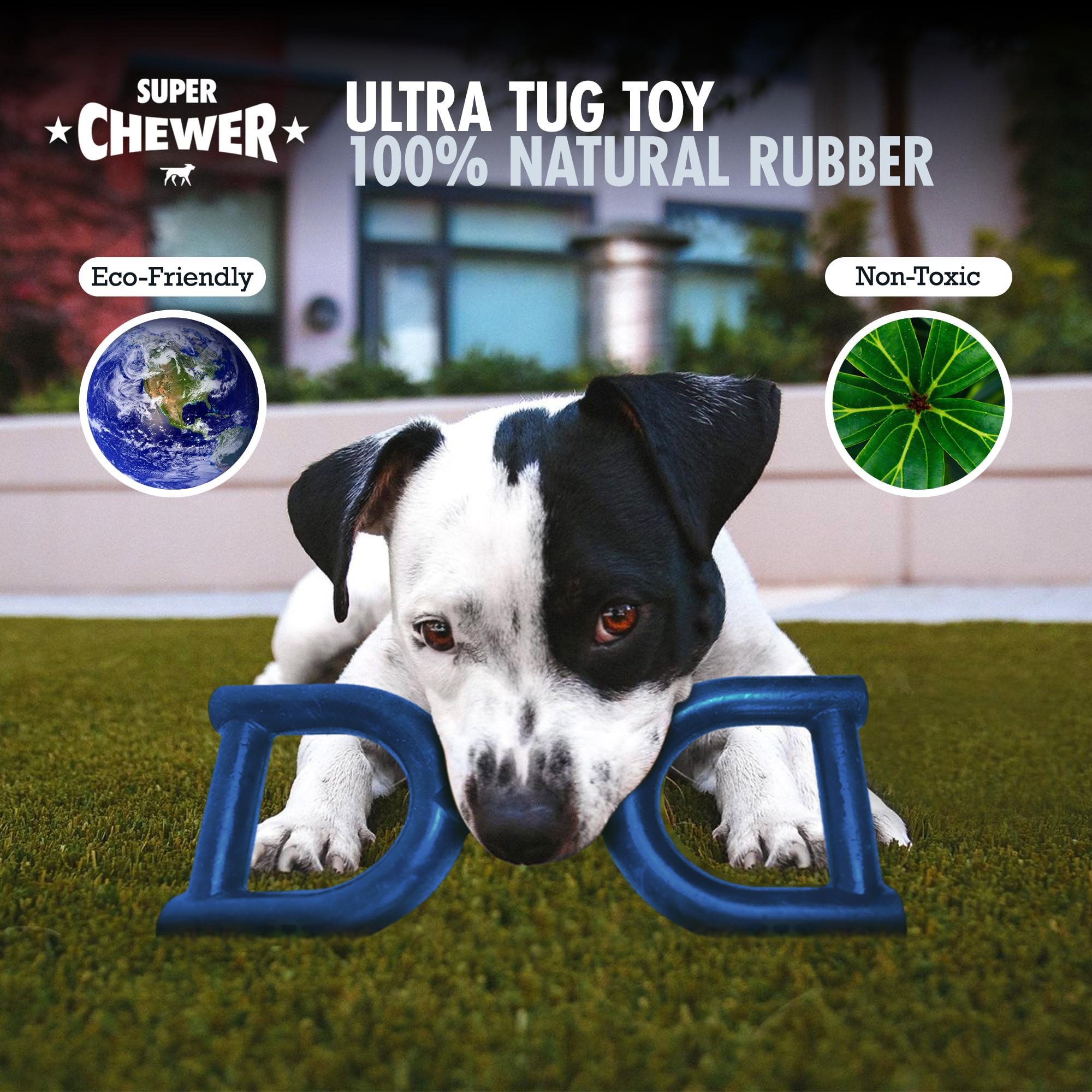 Tuff Pupper tough rubber tug toy designed for heavy chewing and durability