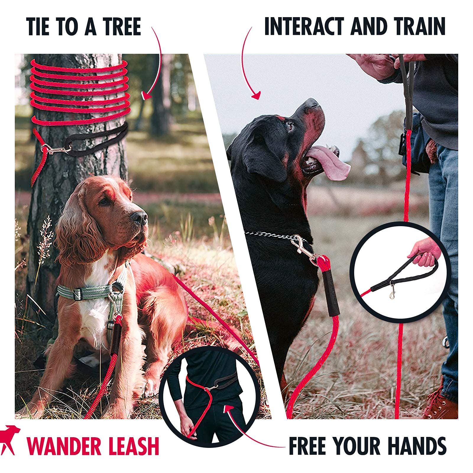 Tuff Pupper leash used as a tie-down on tree or fence for stability