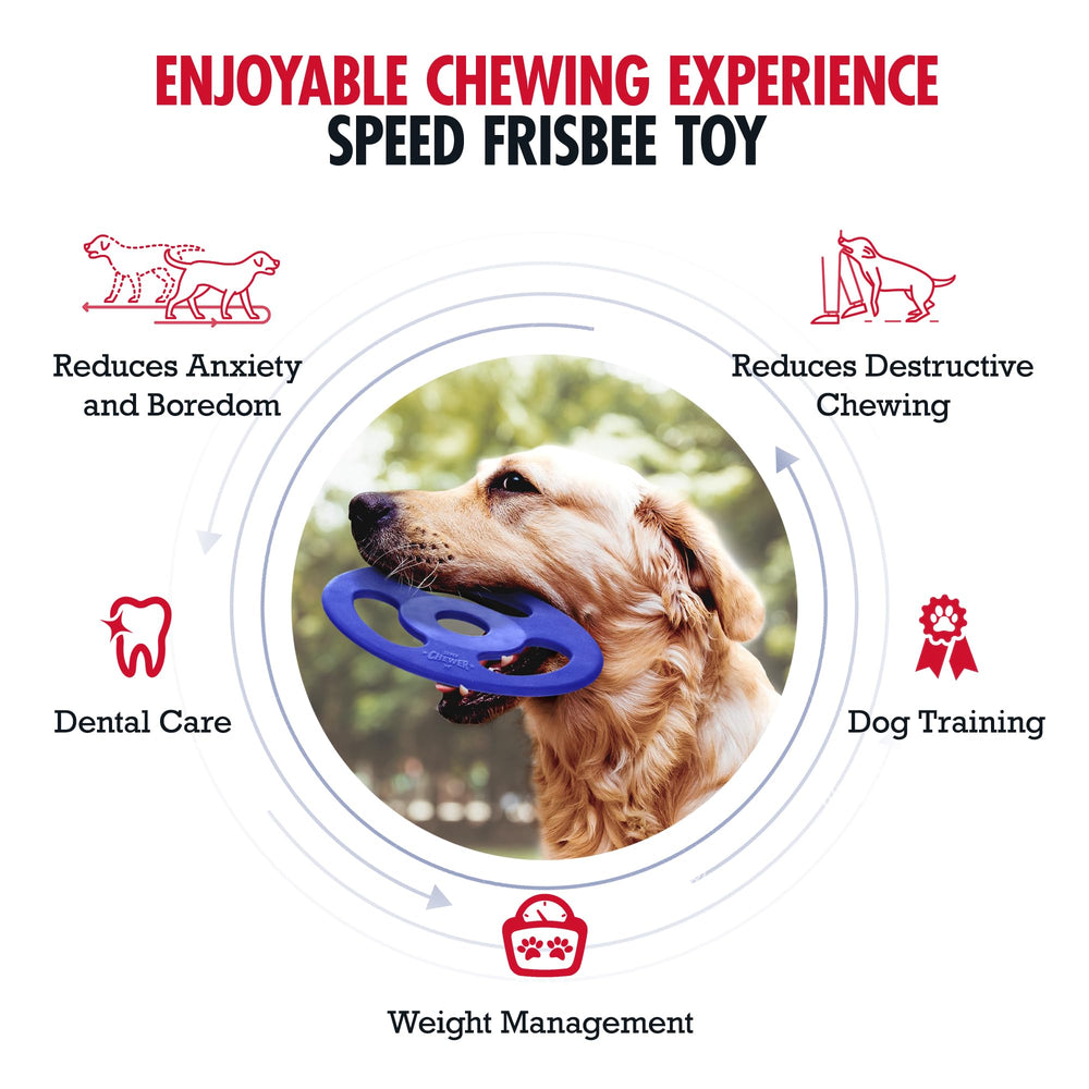 Tuff Pupper Tug Disc blue in tug play enhances training and focus.