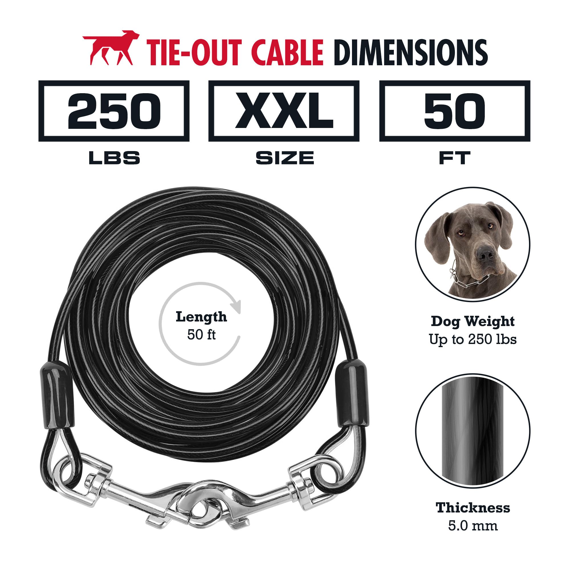 Tuff Pupper yard runner with 360 swivel clips to prevent tangles.
