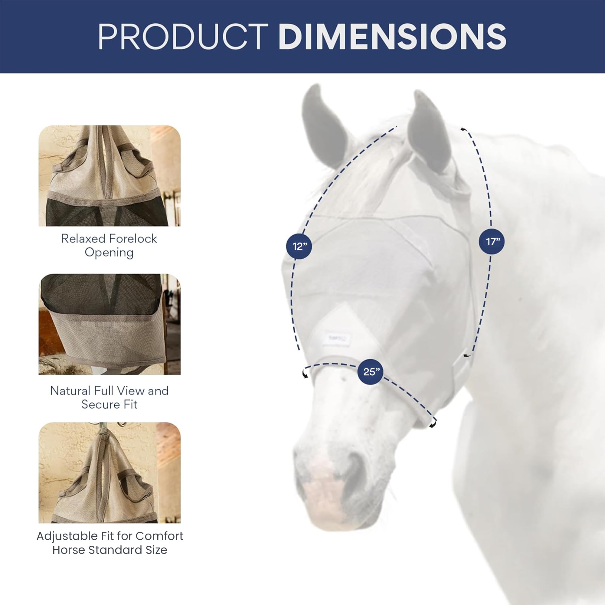 TUFFTEQ 95% UV eye protection shield for horses during turnout.