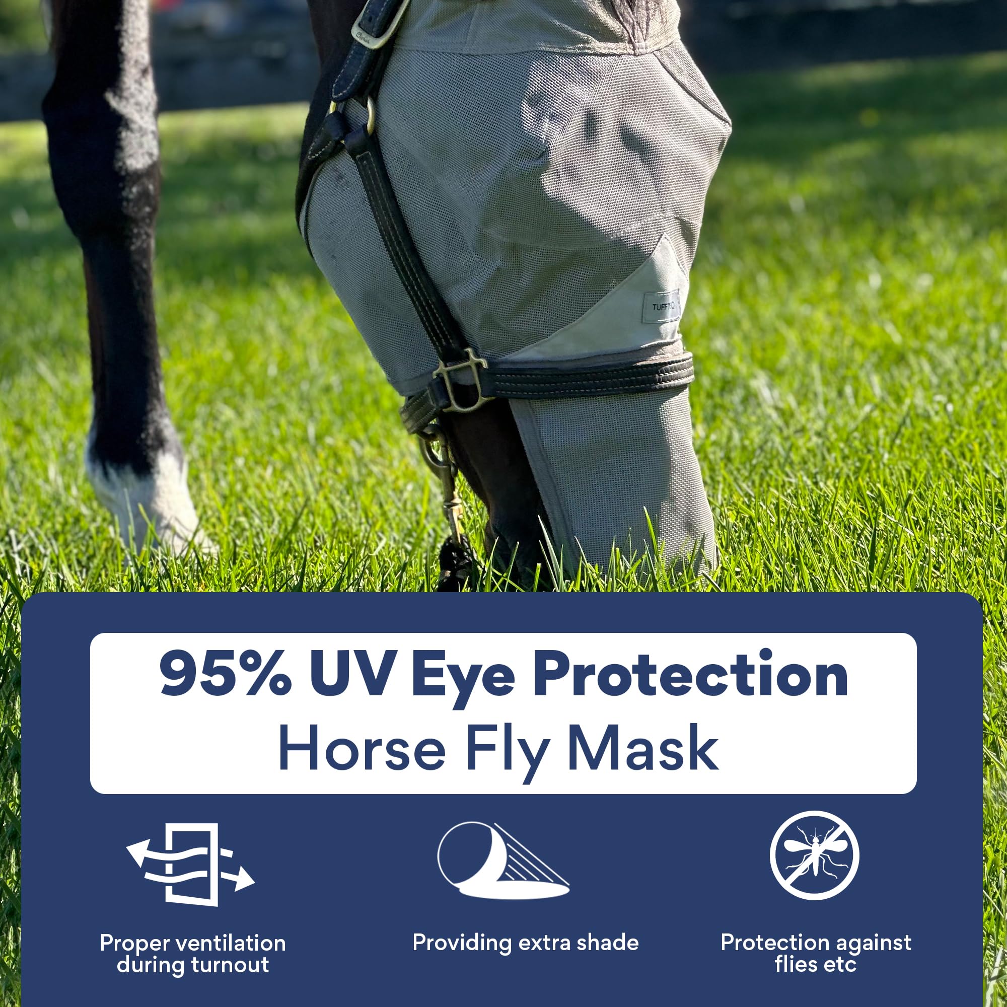 TUFFTEQ horse fly mask adjustable-strap ensures a secure, comfortable fit.