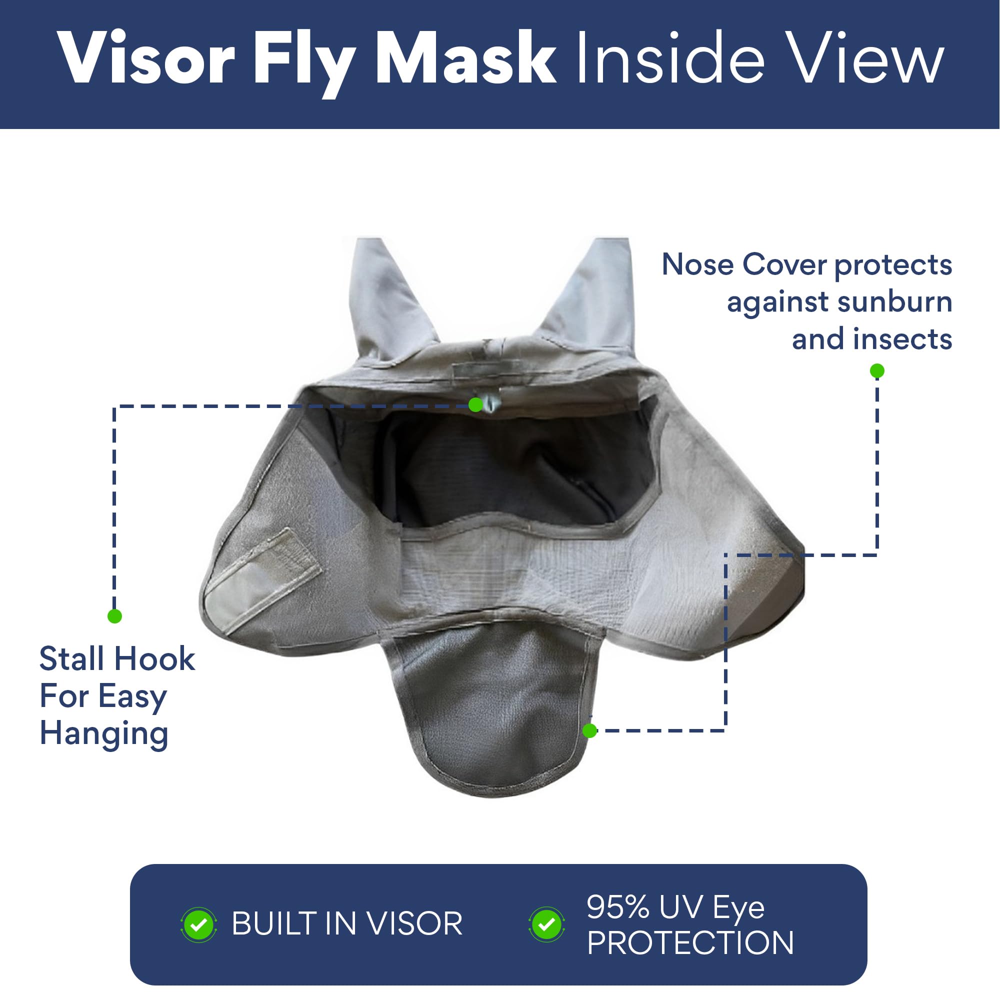 TUFFTEQ horse fly mask sun-filter blocks harsh sunlight and eye strain.