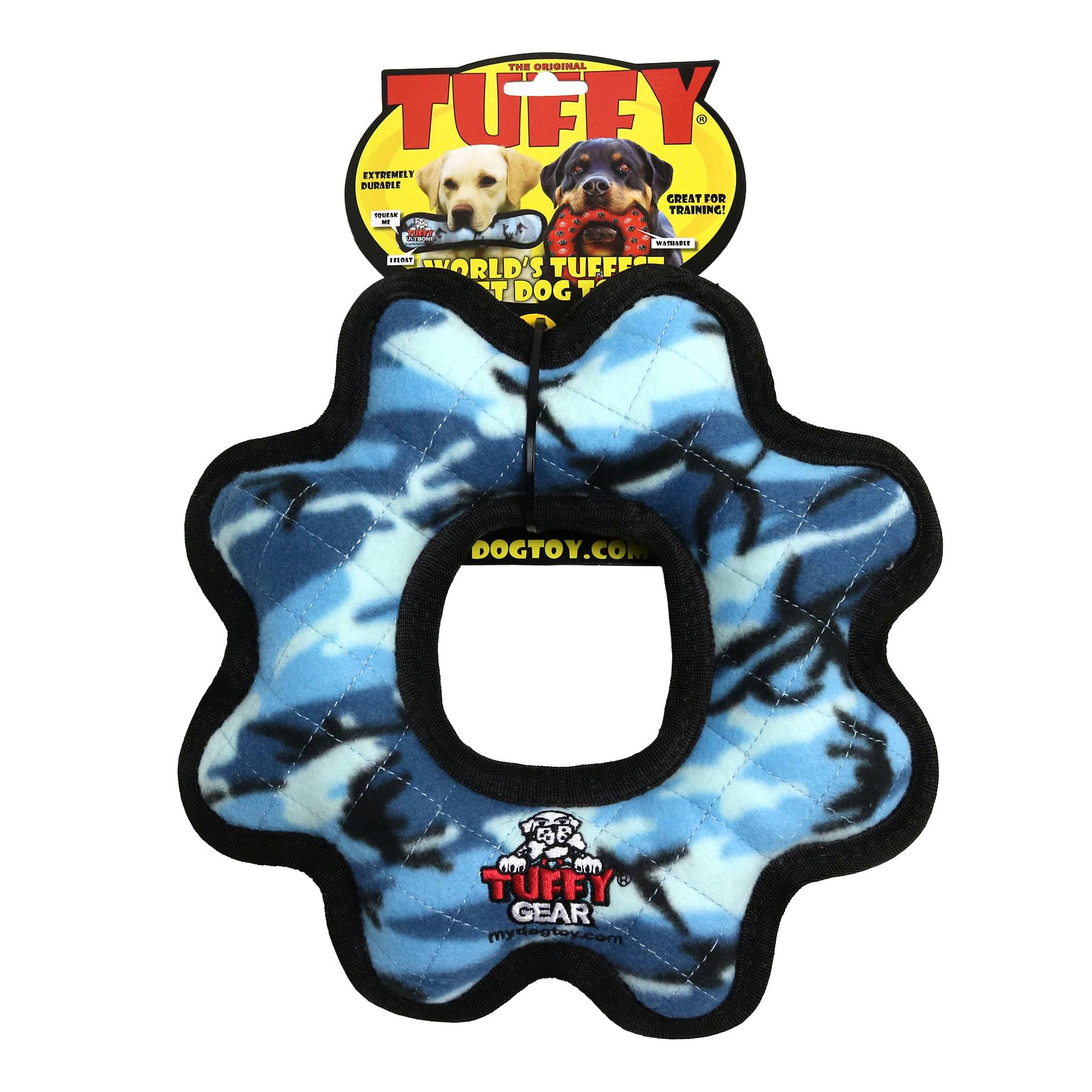 TUFFY World’s Tuffest soft toy is machine washable for easy cleaning.