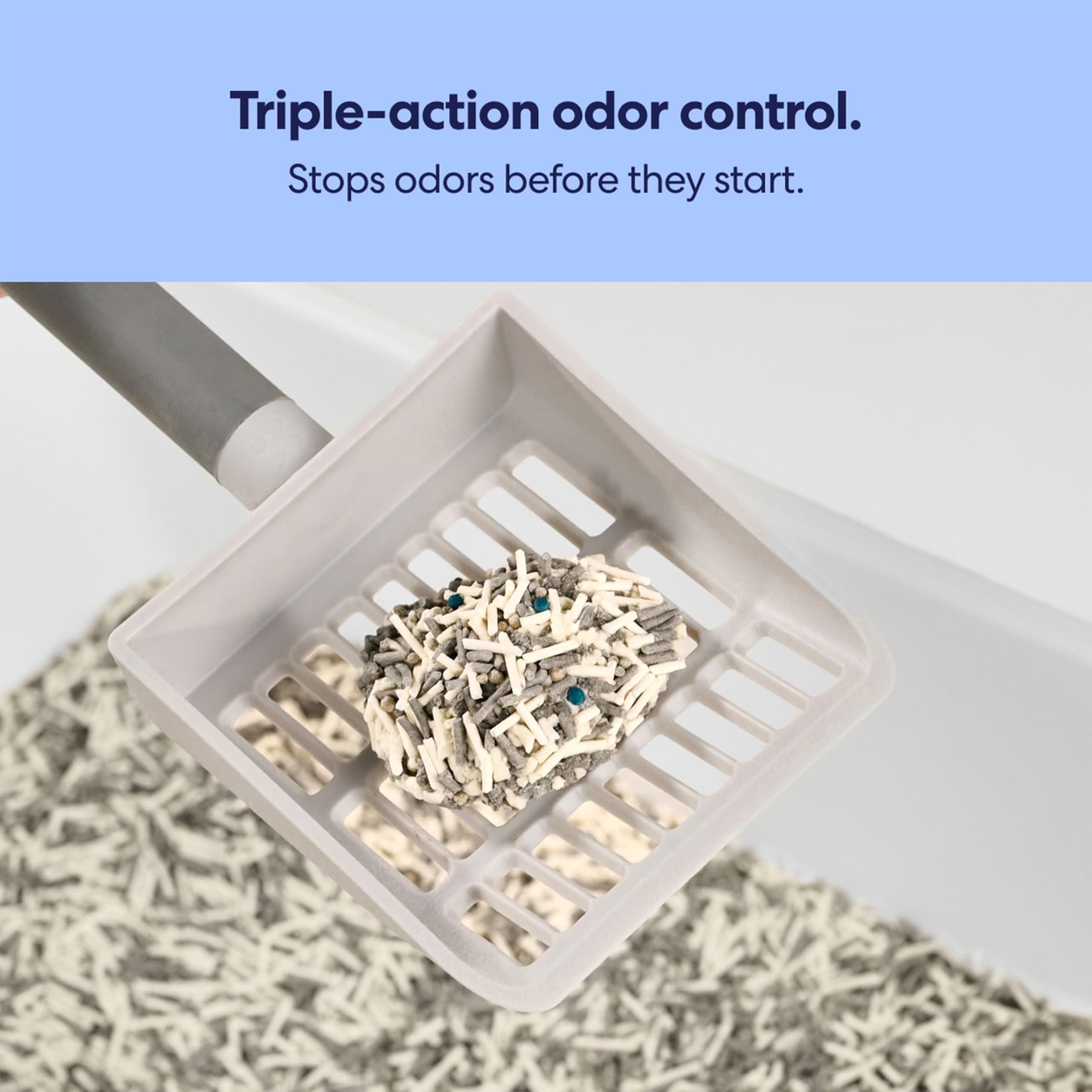 Tuft & Paw OdorStop fast-clump action demonstrates rapid solidification for easy cleanup.