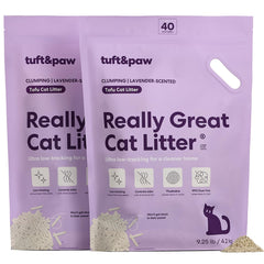 Tuft & Paw Really Great Cat Litter bag front with lavender scent branding