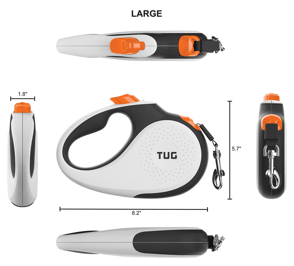 TUG 16ft nylon tape extended for versatile walking distances.
