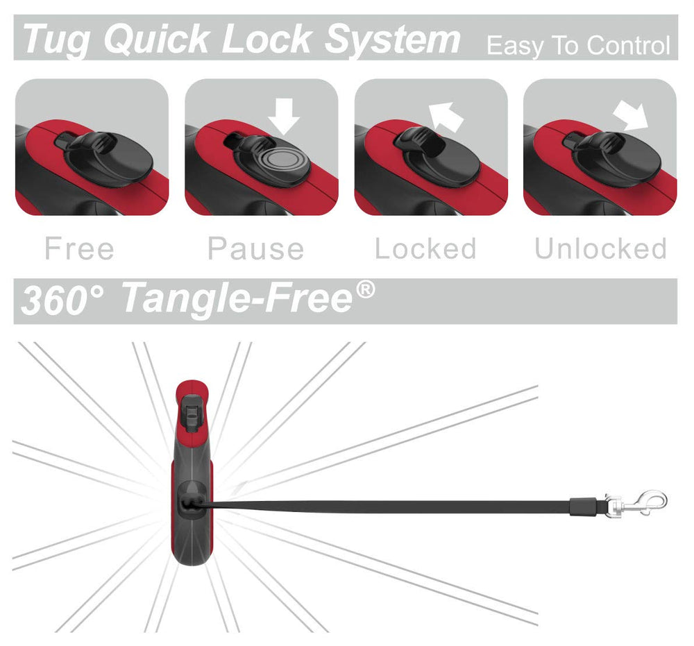 TUG red badge on leash for visibility and sizing cues