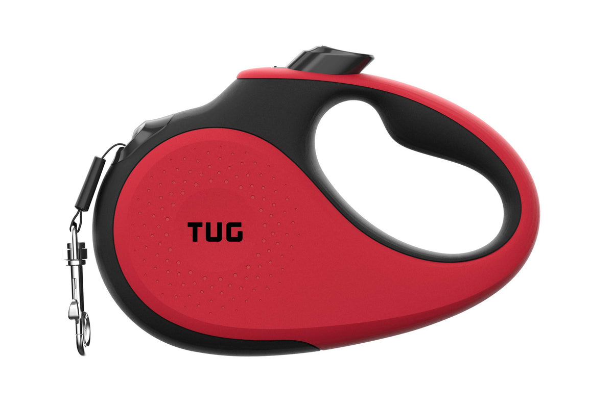 TUG 360° retractable leash extended for smooth control during a walk.
