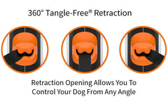 TUG leash featuring one-handed brake, pause, and lock for quick adjustments.