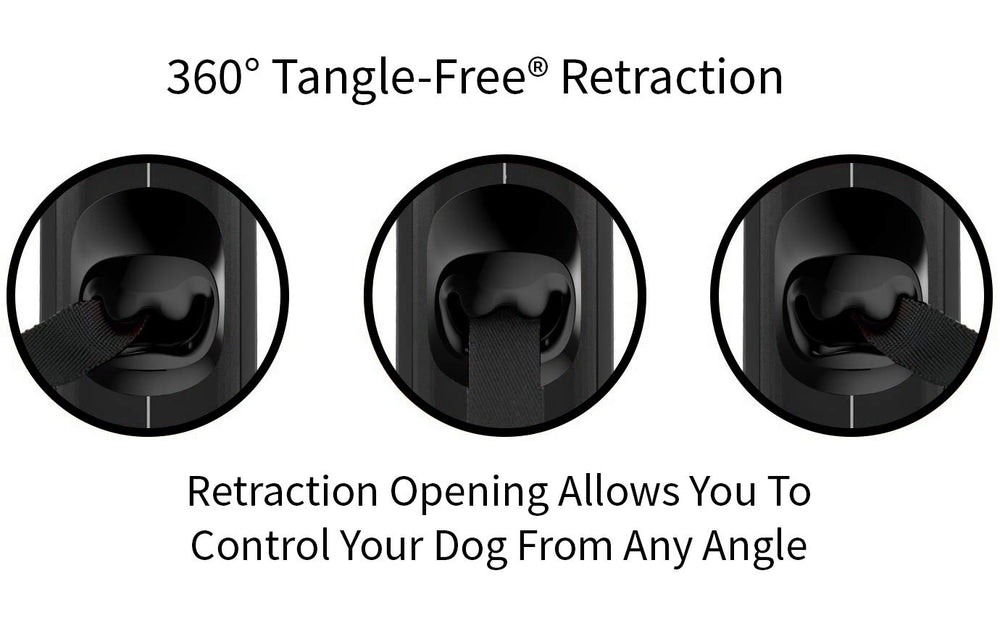 TUG 360° leash one-handed brake enables quick pauses on busy streets.