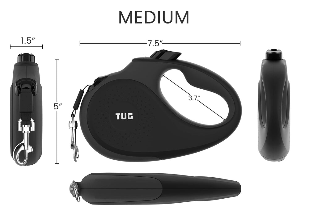 TUG ergonomic anti-slip handle provides comfortable grip during long walks.