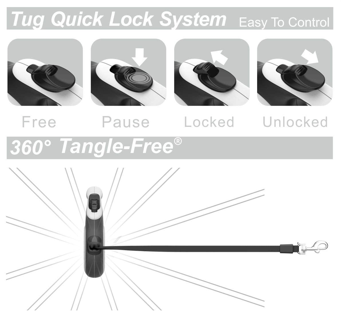 TUG 16 ft nylon tape leash offers extended reach and reliability.